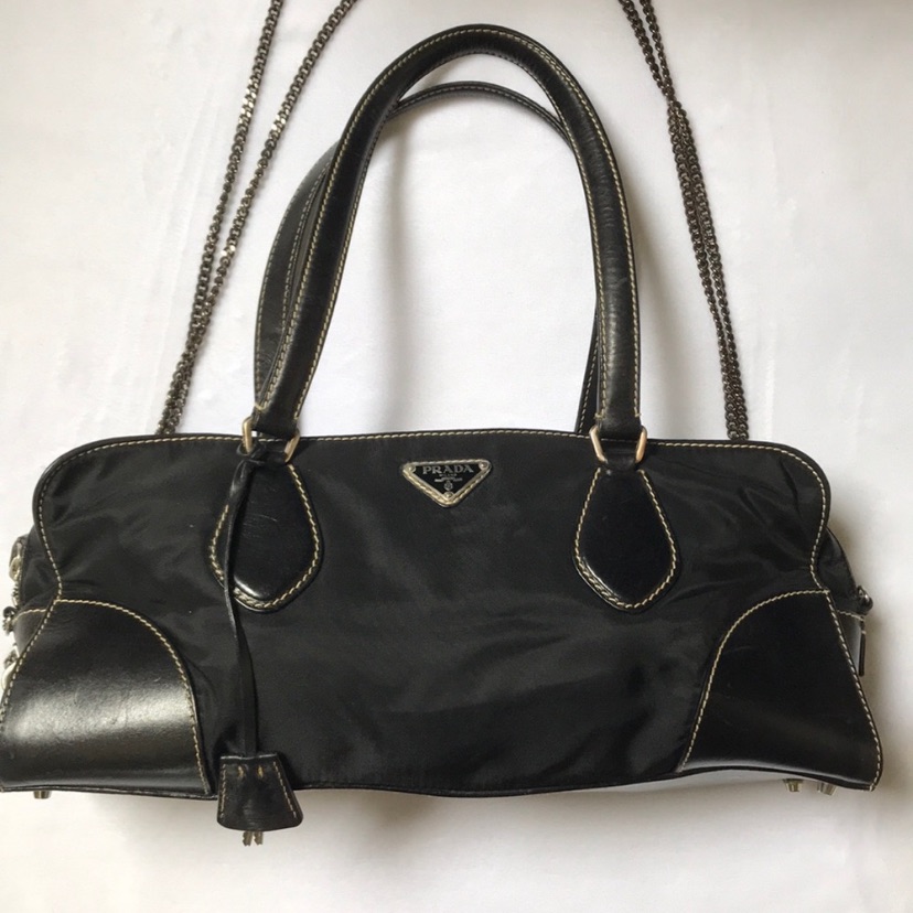 Prada Authentic Rectangular Black Nylon Leather
